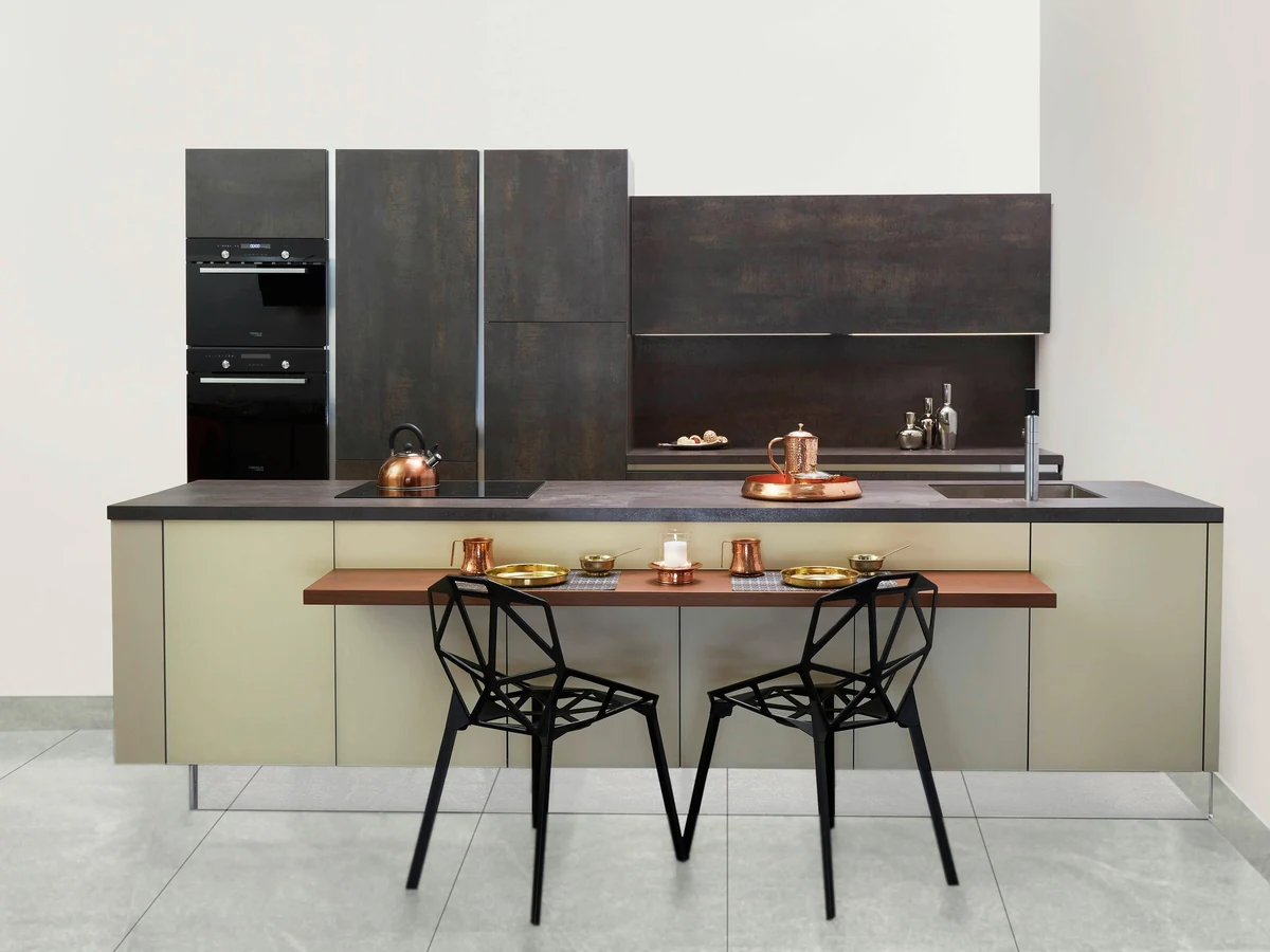 Interior kitchen painting in Withernsea, sleek dark modern finish by Hull Decorators