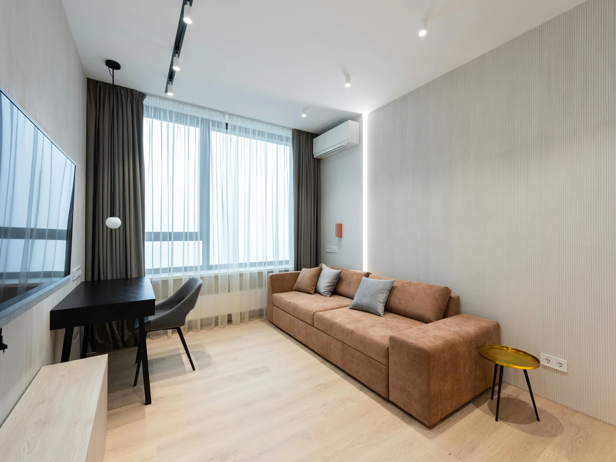 Interior living room painting in Hornsea by Hull Decorators, modern lounge with warm brown tones