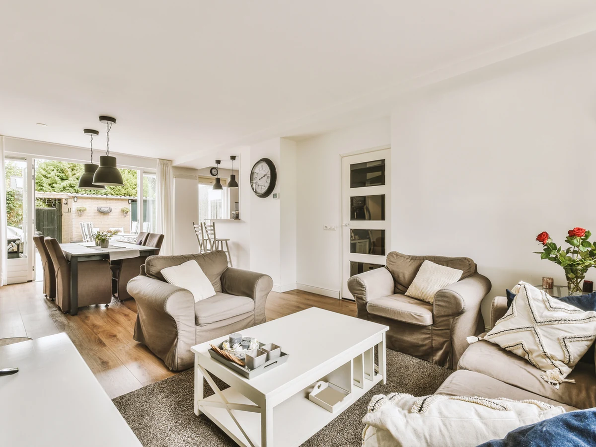 Open plan living room painting in Hornsea by Hull Decorators, period property interior decoration