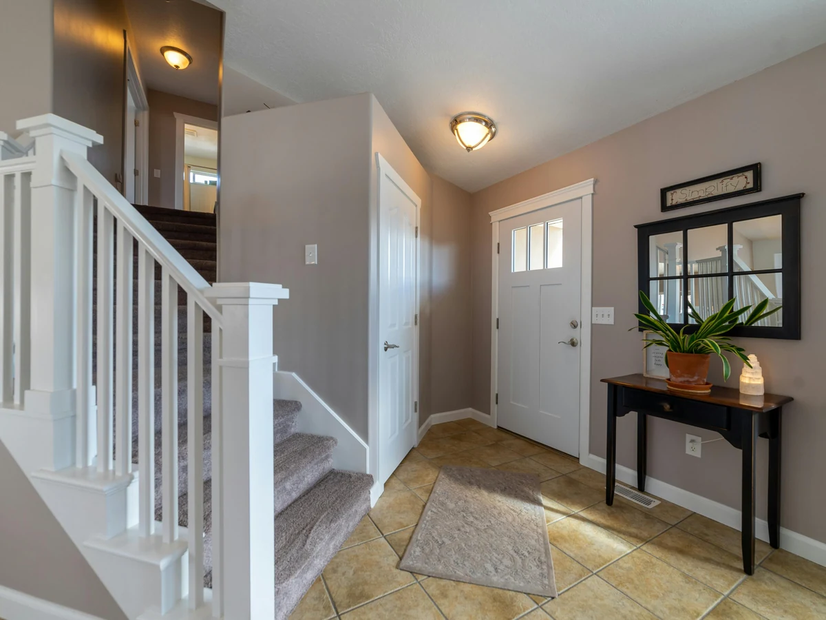 Hallway and staircase painting in a Hornsea period property by Hull Decorators