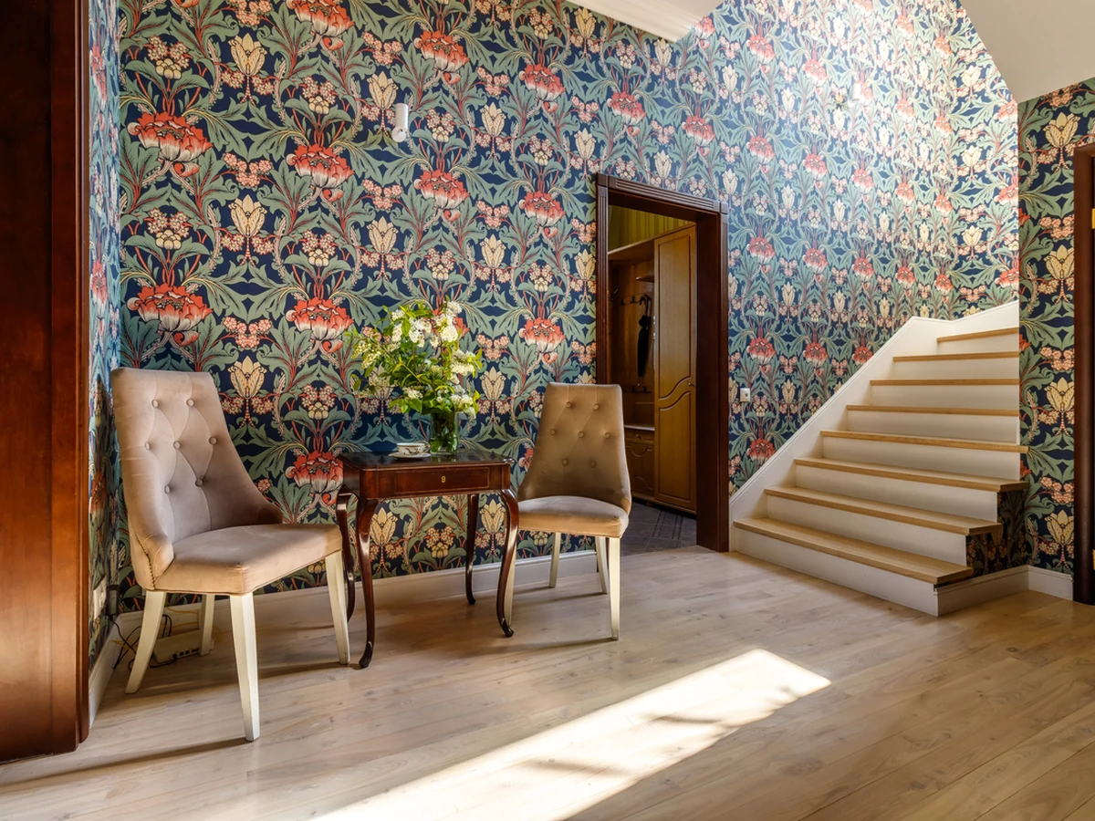 Ornate floral wallpaper professionally hung in The Avenues Hull by Hull Decorators